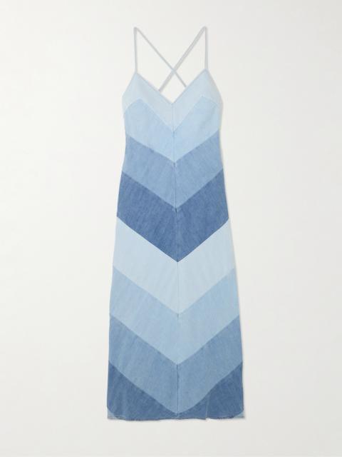 Zimmermann Tallow Paneled Denim Maxi Dress