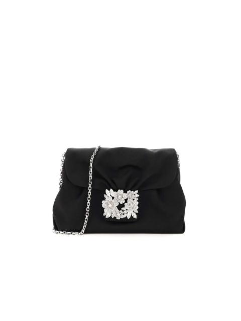 Roger Vivier Roger Vivier Rv Bouquet Strass Buckle Drape Mini Bag In Satin
