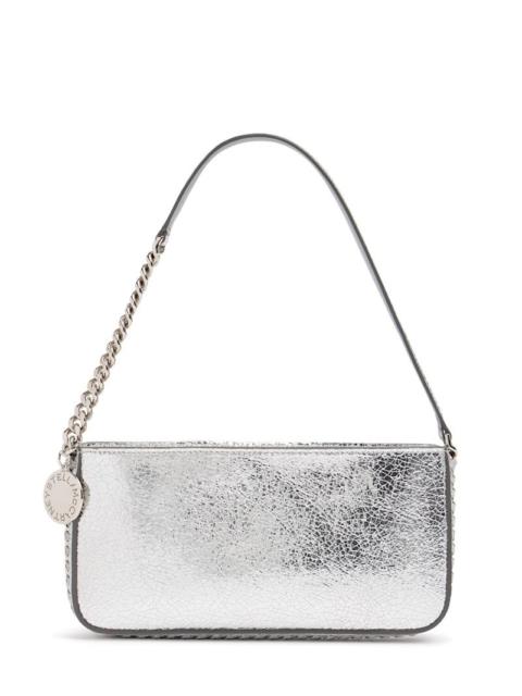 Crackled metallic shoulder bag