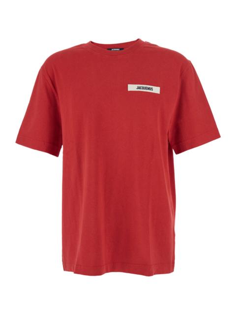JACQUEMUS Jacquemus Men 'Le T-Shirt Gros Grain' Red T-Shirt With Logo Patch On The Front In Cotton Man
