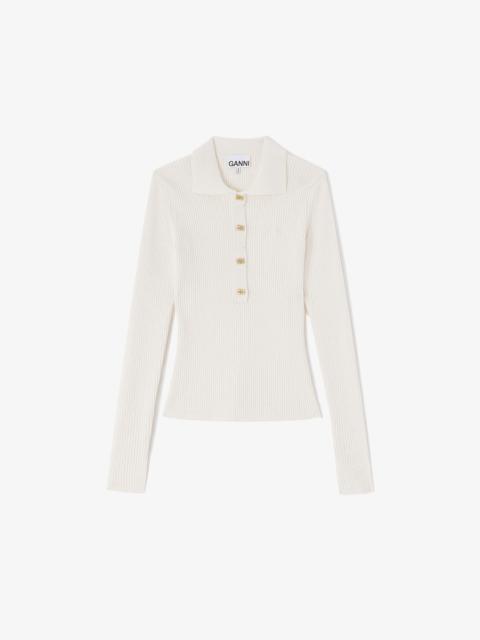 GANNI FINE SEQUIN KNITTED POLO