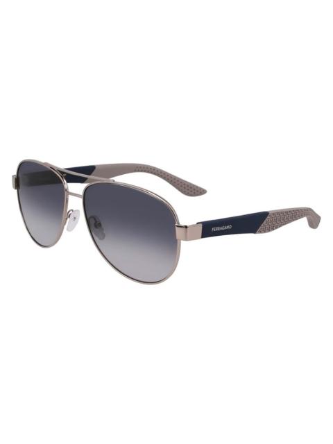 FERRAGAMO Ferragamo Grey Gradient Pilot Men's Sunglasses SF275SN 021 62