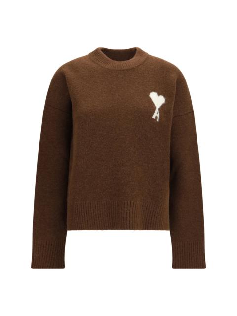 AMI Paris AMI Paris Ami De Coeur Sweater Marron Chocolat/Ecru