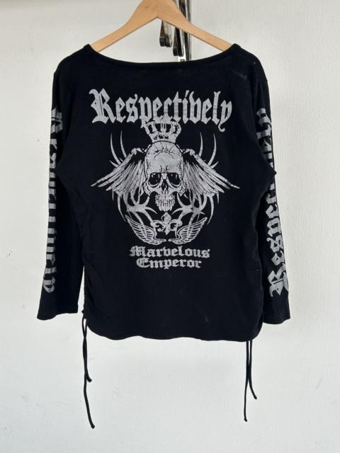 Other Designers Japanese Brand - Respectively Skull Backhit Japan Black Tee