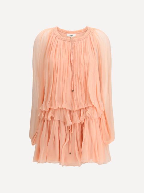 Chloé Mini Dress with cape in silk muslin