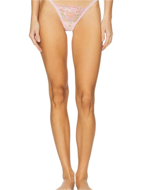 For Love & Lemons Ily Embroidery Thong Panty