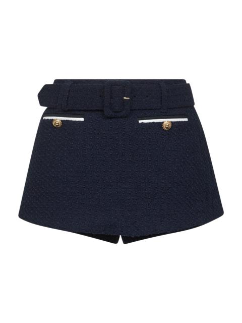 self-portrait Blue wool blend bouclé skorts