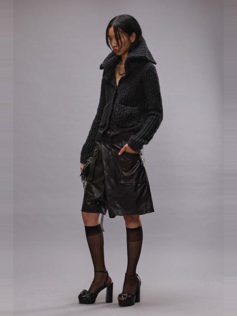 R13 HIGH NECK SHRUNKEN CARDIGAN - WASHED BLACK