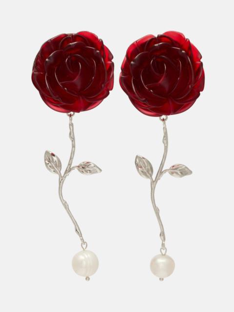 MAGDA BUTRYM Floral drop earrings with freshwater pearls