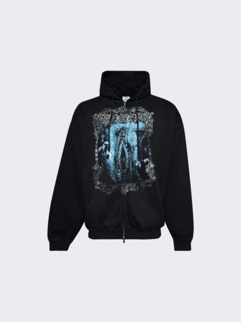 VETEMENTS Butterfly Oversized Zip-up Hoodie Washed Black