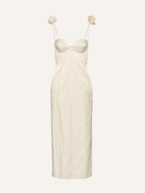 MAGDA BUTRYM Rosette bustier midi dress in cream