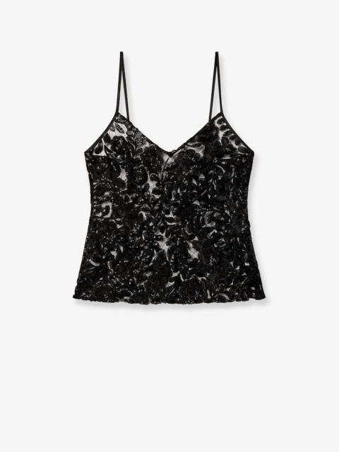Golden Goose Golden Goose Black Tulle Top with Sequins Embroidery