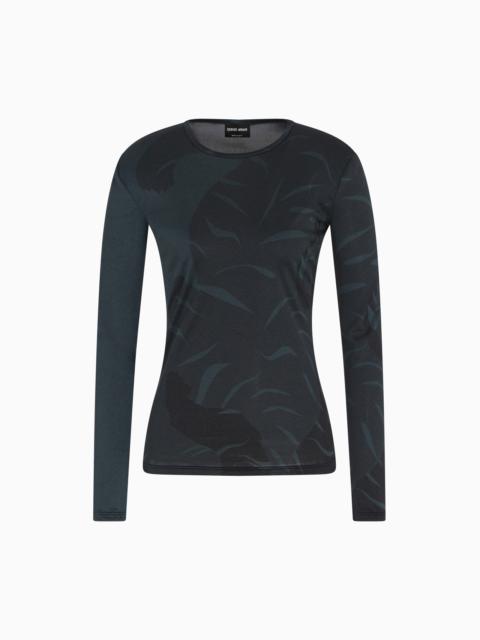 GIORGIO ARMANI PRINTED SILK INTERLOCK LONG-SLEEVED JUMPER