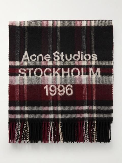 Acne Studios Fringed Checked Wool-blend Scarf