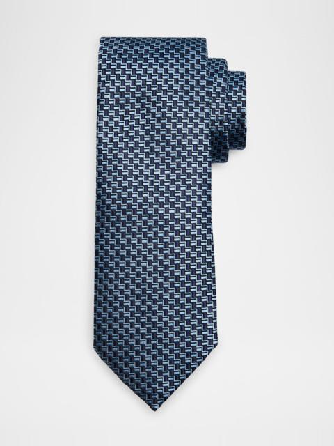 ZEGNA Men's Bicolor Basketweave Silk Tie