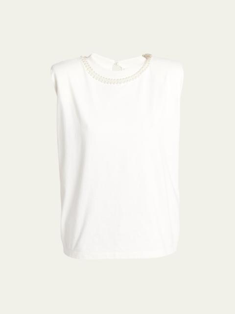 Golden Goose Journey Sleeveless Pearl-Embellished T-Shirt