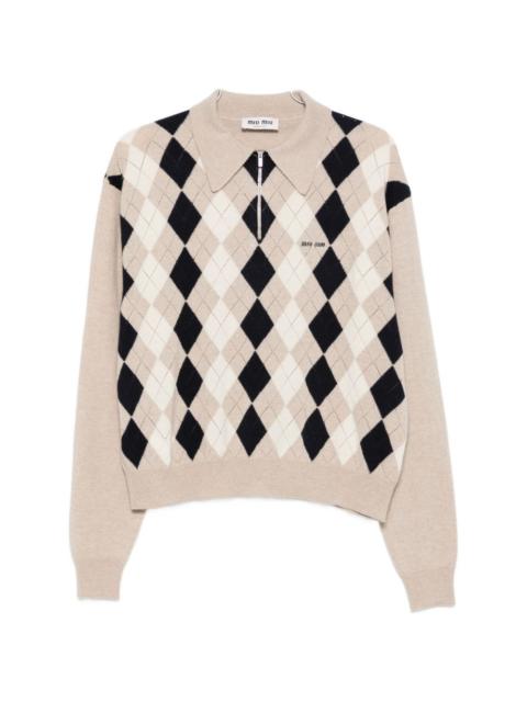 Miu Miu Miu Miu Women Logo Cashmere Polo Shirt