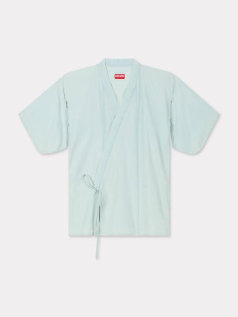KENZO Loose kimono shirt in stone bleach chambray