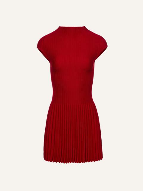 MAGDA BUTRYM Ribbed knit high-neck skater dress in red