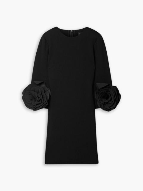 Oscar de la Renta Appliquéd silk-trimmed wool-blend jersey mini dress