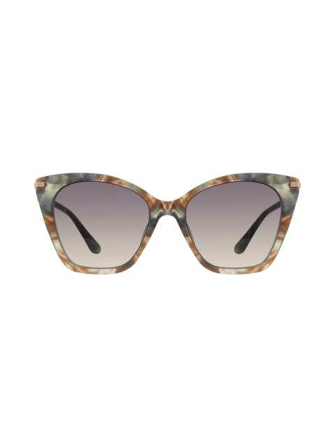 Stuart Weitzman Stuart Weitzman 56mm Gradient Cat Eye Sunglasses in Beige Grey Havana at Nordstrom