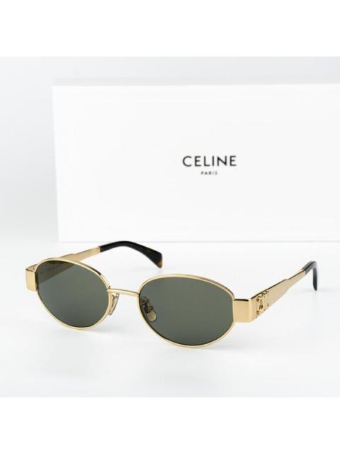 CELINE Celine TRIOMPHE Women Sunglasses Gold Green Oval CL40235U 30N NEW AUTHENTIC