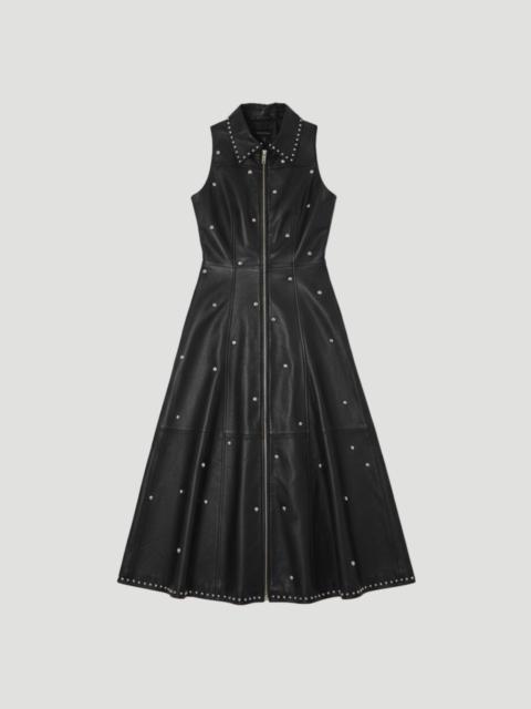 KAREN MILLEN Studded Leather Zip through Full Midi Dress