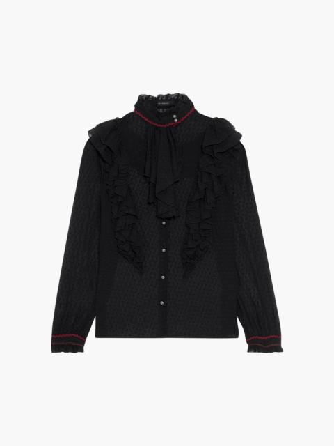 Etro Ruffled rickrack-trimmed fil coupé silk-chiffon blouse