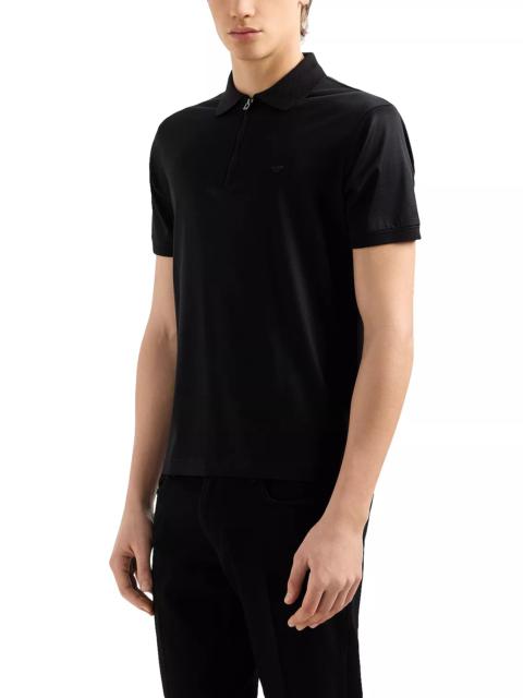 EMPORIO ARMANI Lyocell Cotton Blend Polo