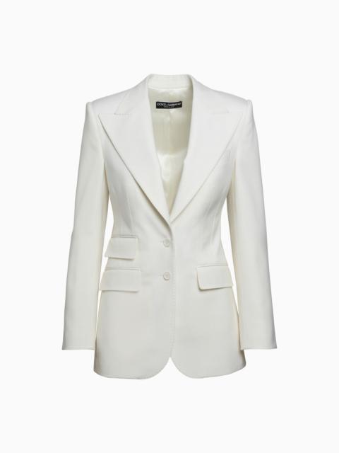 Dolce&Gabbana White Single Breasted Jacket In Wool