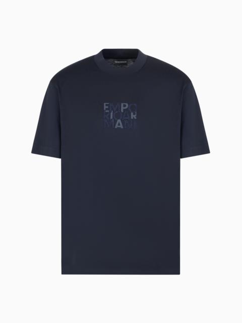 EMPORIO ARMANI ASV Lyocell-blend jersey T-shirt with embroidery and lettering print