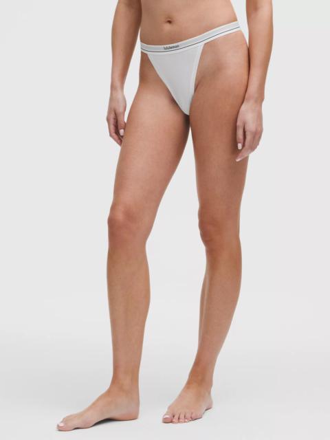 lululemon Stretch Cotton Ribbed Logo High-Rise Thong Underwear