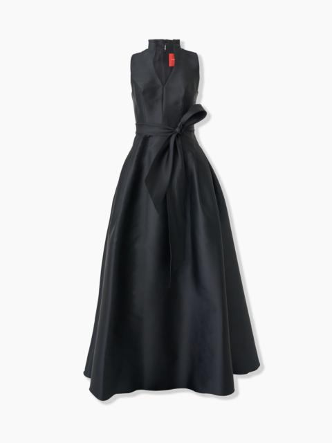 CAROLINA HERRERA V-neck Gown With Stand Collar And Self Belt