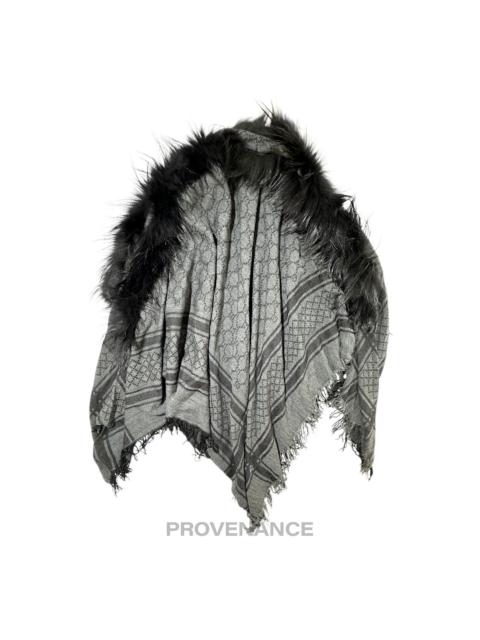 GUCCI Gucci Survie Fox Shawl Scarf - GG Black Charcoal
