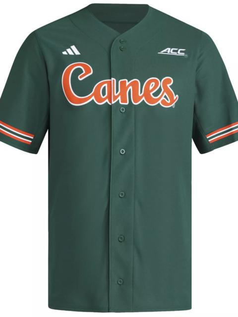 adidas adidas Men's Miami Hurricanes Dark Green Replica Baseball Jersey