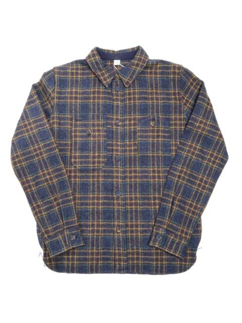 Pure Blue Japan Cotton Tweed Check Double Pocket Shirt Navy