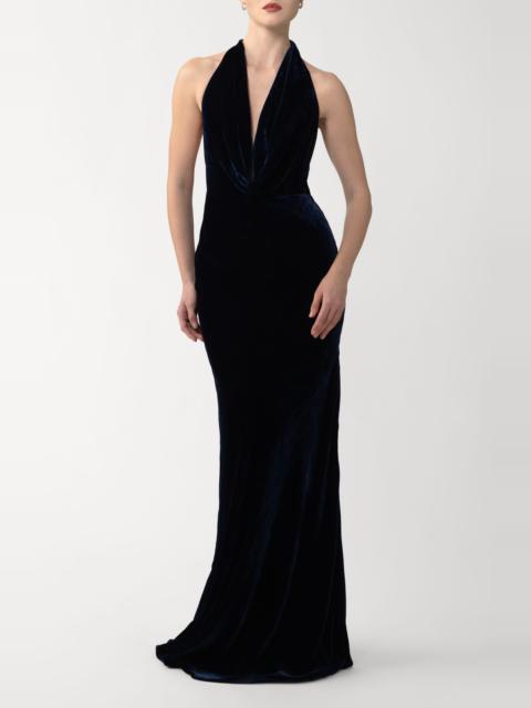 SAU LEE SAU LEE Velvet Gown in Midnight Blue at Nordstrom