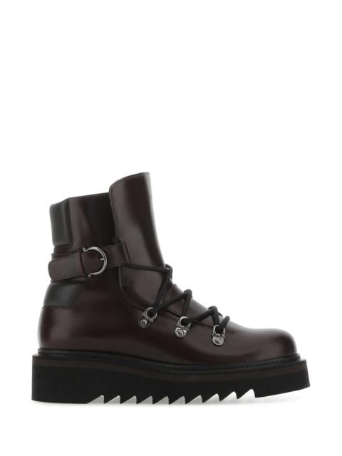 FERRAGAMO Salvatore Ferragamo Women Aubergine Leather Elimo Ankle Boots