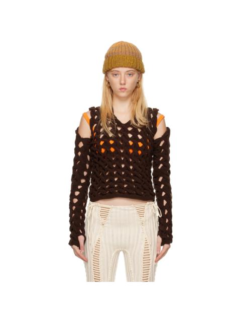 ISA BOULDER SSENSE Exclusive Brown Fatcable Sweater