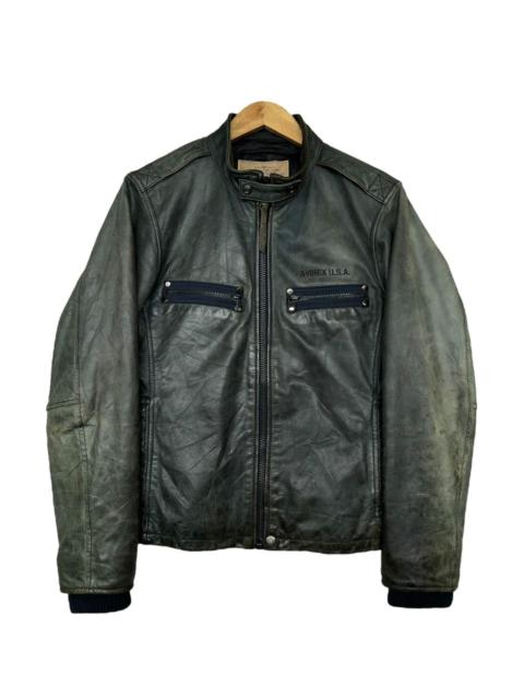 Other Designers Avirex Zipper Sunfaded Distressed Racing Leather Jacket