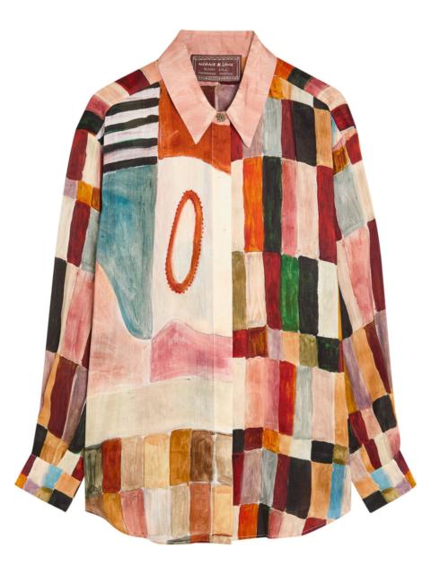 ALÉMAIS Alemais Majorelle Printed Linen and Silk-blend Shirt