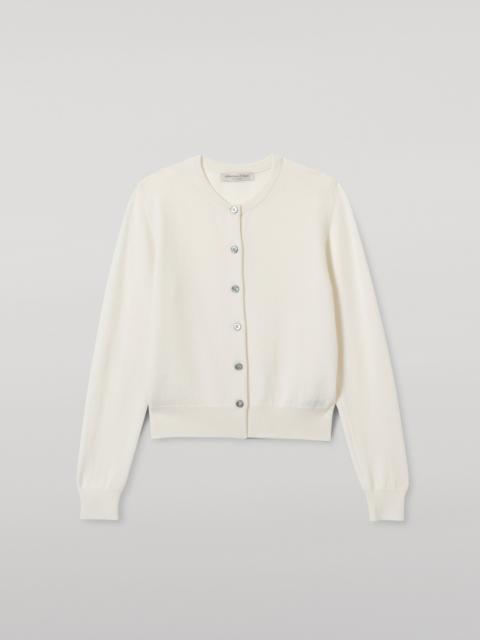 Johnstons of Elgin Iris White Classic Cashmere Cardigan