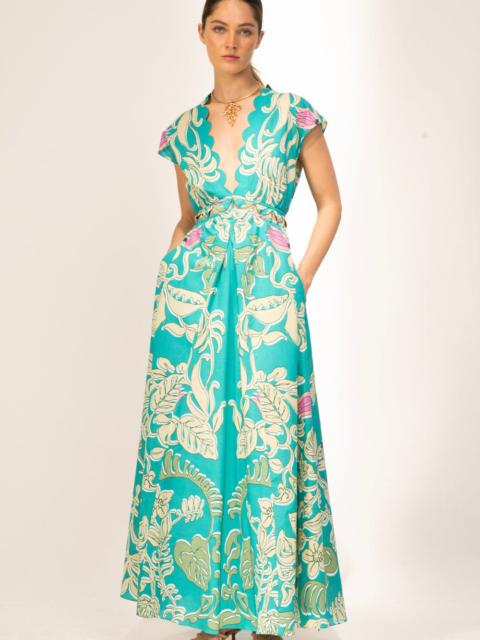 Poupette St Barth Long Dress Noreen - Turquoise Ritual