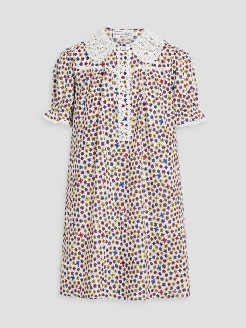 Other Designers Marie crocheted lace-trimmed floral-print cotton mini dress