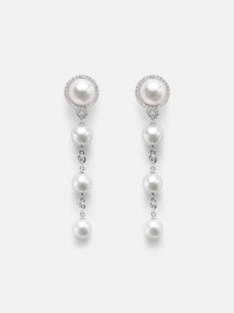 MIKIMOTO 18kt white gold earrings with pearls and diamonds