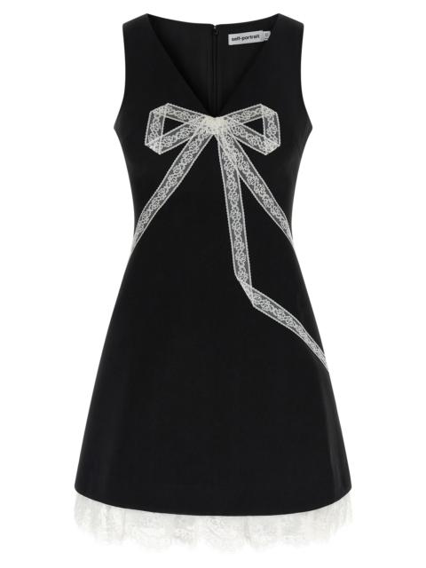 self-portrait Self Portrait Women 'Black Crêpe Bow Lace Mini' Dress