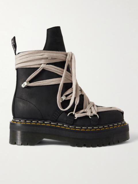 Rick Owens + Dr. Martens 1460 Quad Sole Megalace Leather Ankle Boots