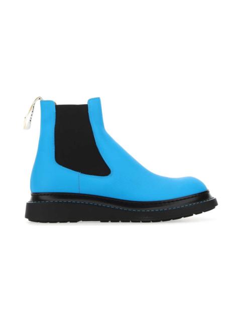 Loewe Fluo Light-blue Leather Ankle Boots