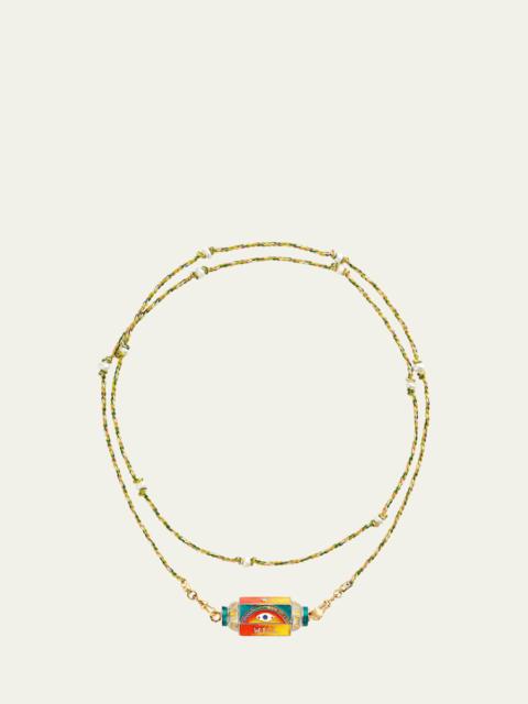 MARIE LICHTENBERG 14k Yellow Gold and Black Rhodium Eye Will Locket With Mauli Link Chain Necklace