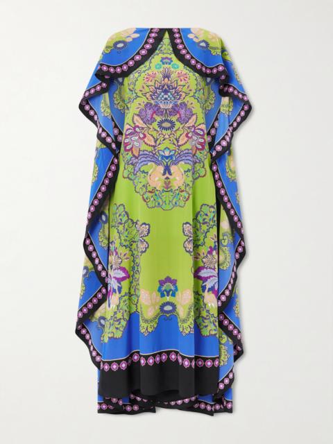 La DoubleJ Magic Cape-effect Printed Silk Crepe De Chine Maxi Dress
